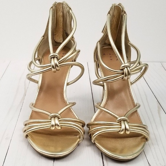 🆕 wot Metallic Gold Strappy 3.5” heel sandal - Picture 2 of 5